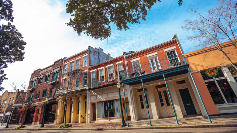 a historic street front in Alabama