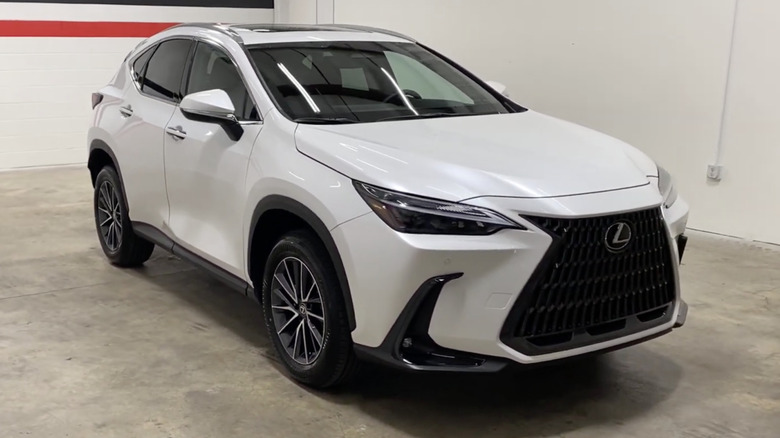 A white 2022 Lexus NX 250 in a garage