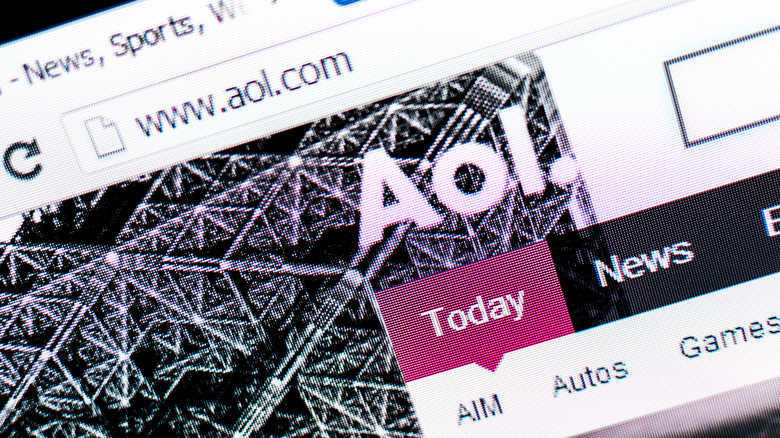 AOL logo on website on computer screen.