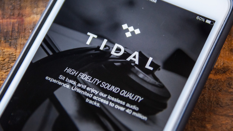 The Tidal music app open on a smartphone.