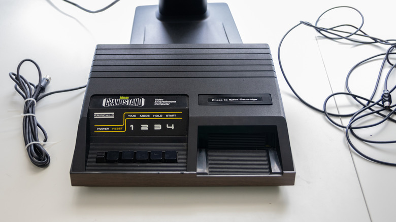 A Fairchild Channel F on a white desktop