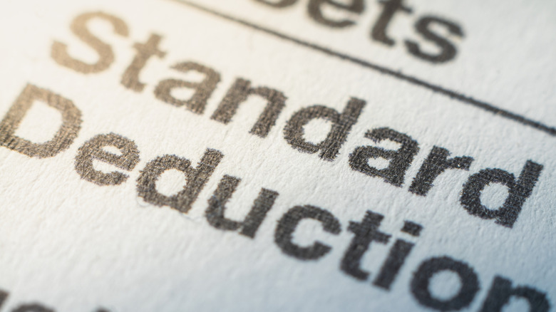 The US 1040 individual income tax form, highlighting the standard deduction section.