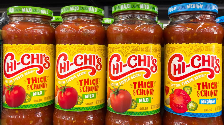 A store shelf of Chi-Chi's salsa