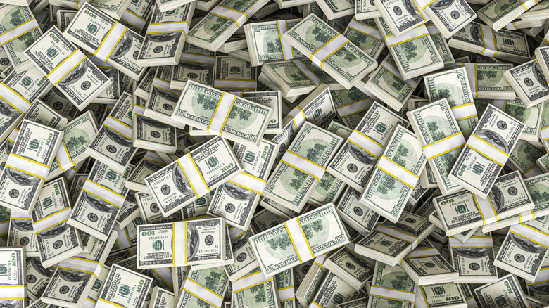 Stacks of one hundred dollar bills