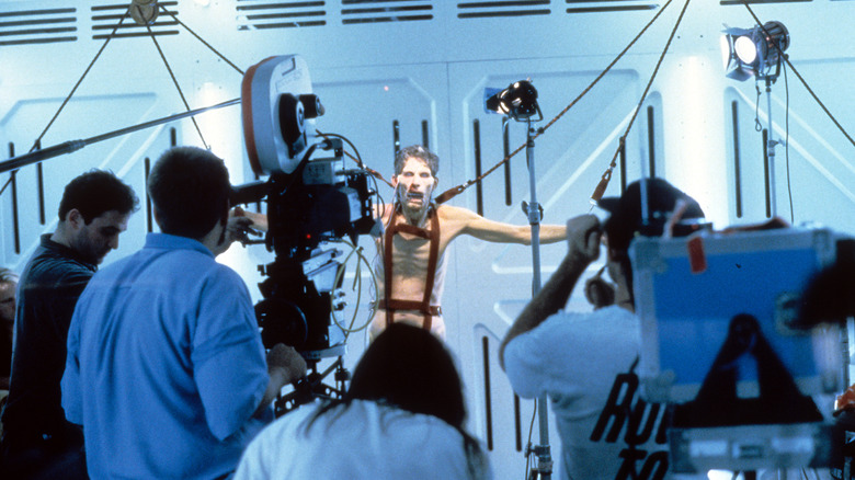 Film set during filming of "The Return of the Living Dead"