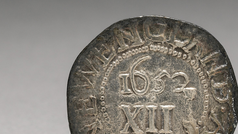 An oak tree shilling, another example of a coin created by minter John Hull in the 17th century.
