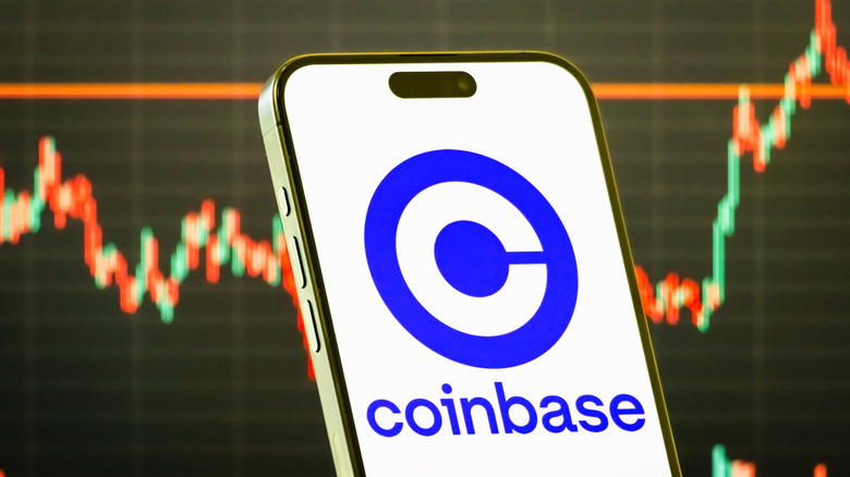 Coinbase app logo on a smartphone