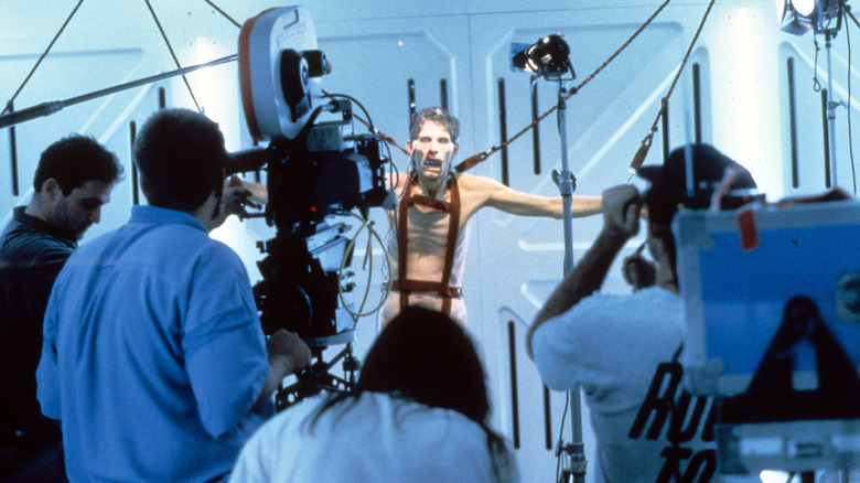 Film set during filming of "The Return of the Living Dead"