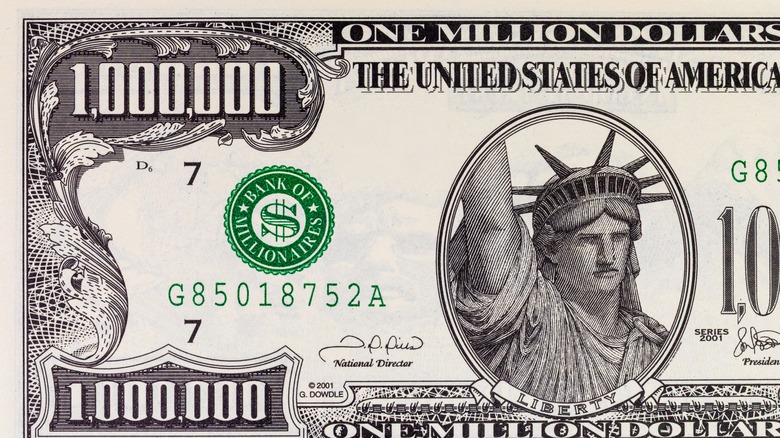 Souvenir million dollar banknote