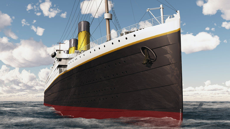 Computer generated image of the Titanic on the ocean
