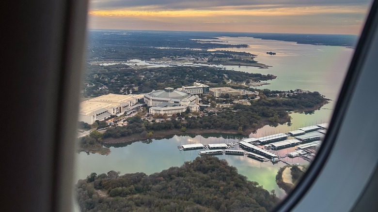 Aerial view of affluent neighborhoods in Southlake, Texas.