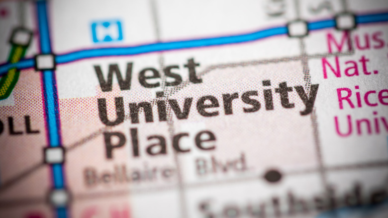 Map image of West University Place, Texas.