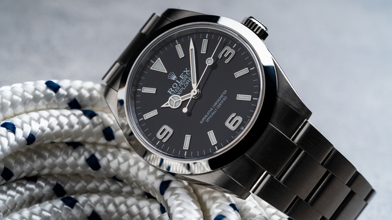 Rolex Explorer on a coiled rope