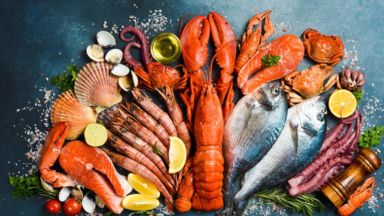 Range of seafood types