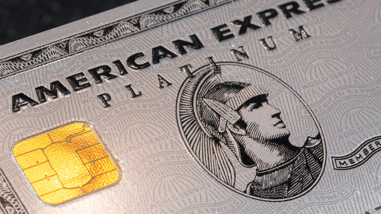 Closeup of an American Express Platinum card.