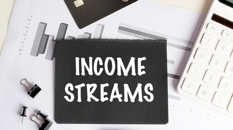 income stream sign with calculator