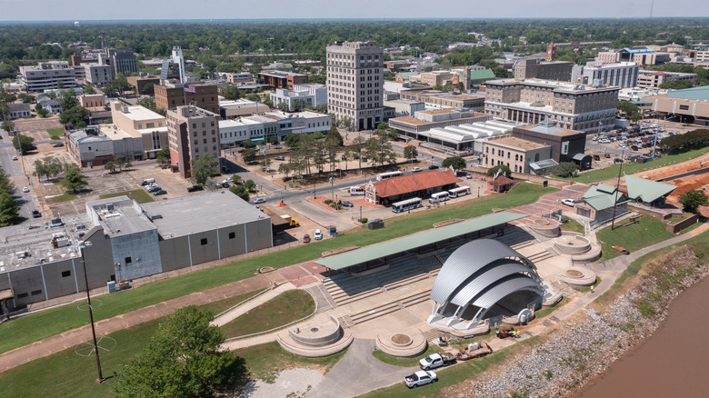 Aerial view of historic downtown skyline of Alexandria, Louisiana