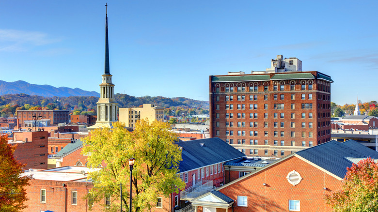 Aereal view of Johnson City, Tennessee's skyline