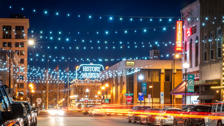 The downtown area of Springfield, Missouri, after dark