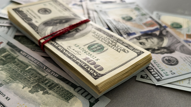 Stack of $100 bills.