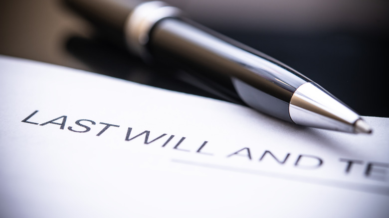Close up of a last will and testament document.