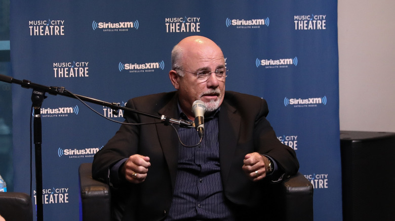 Dave Ramsey on the mic at a SiriusXM event