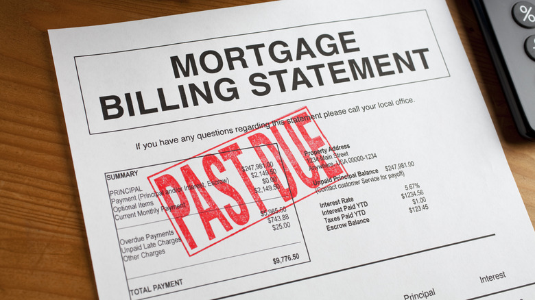 Mortgage statement stamped past due