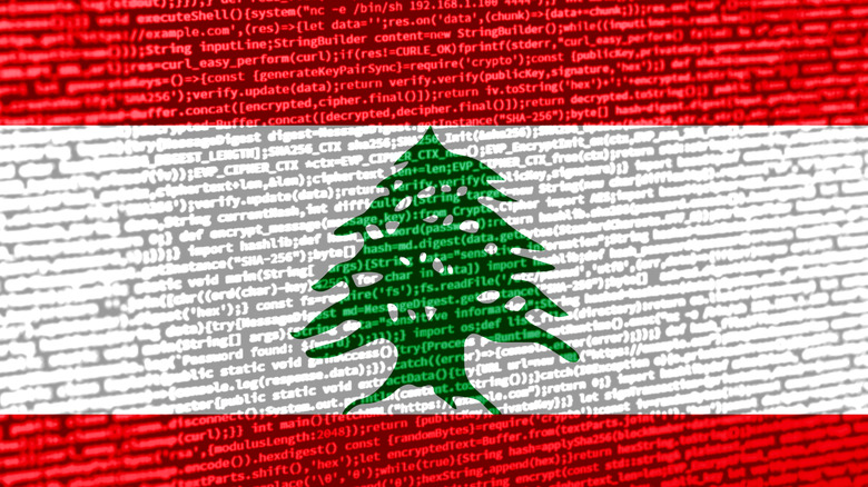 Digital concept with the flag of Lebanon on a tech background