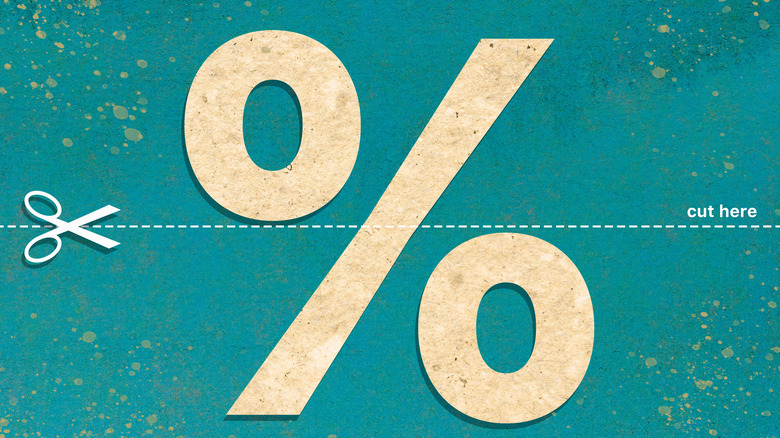 percentage symbol with a cut line through middle