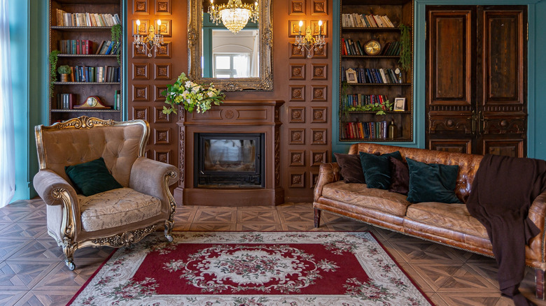 An opulent room full of antique furniture