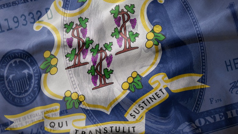 Connecticut flag and money