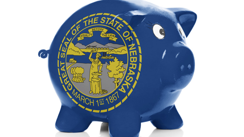 Nebraska logo on piggy bank