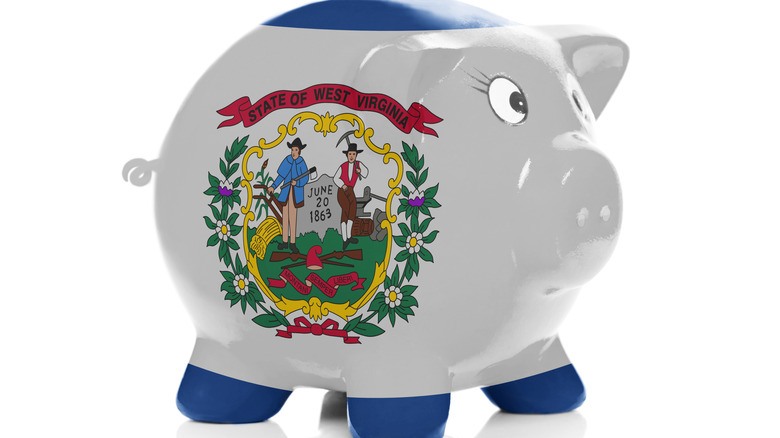 West Virginia logo on piggy bank