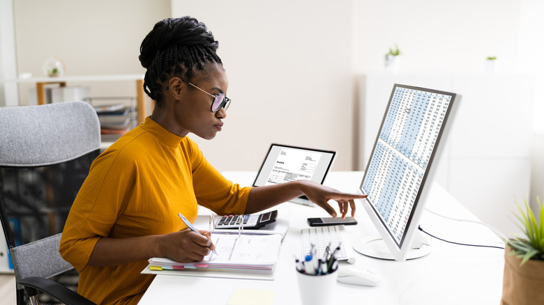 Woman doing her taxes