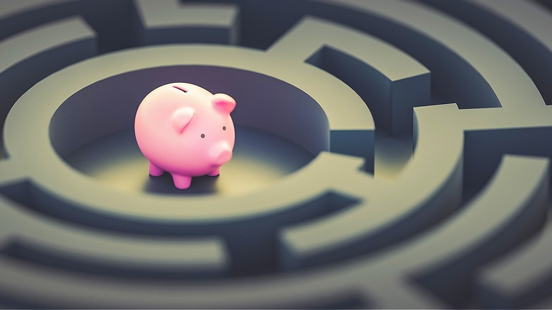 Piggy bank inside of maze
