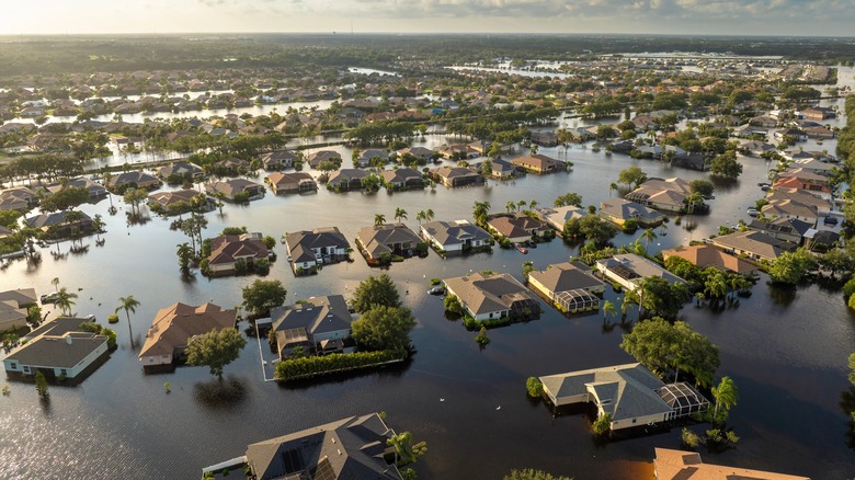flooded neighborhood after a massive storm