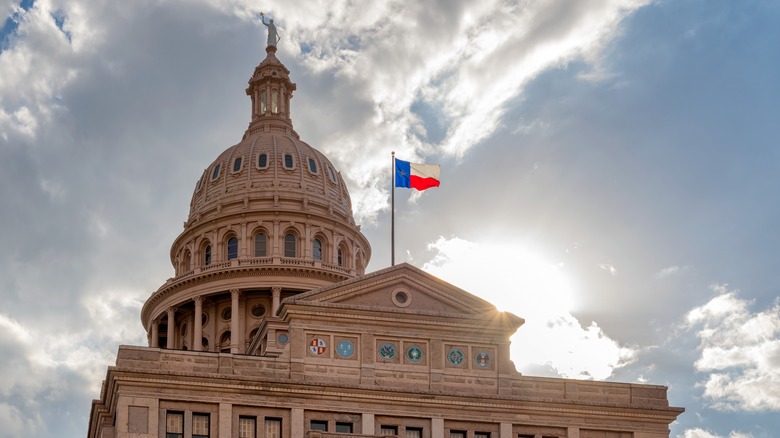 The Texas State Capitol Building at sunset in Austin, Texas, USA