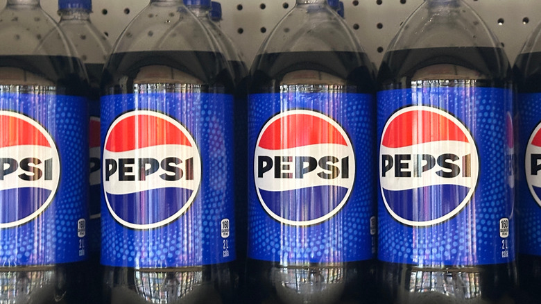 pepsi bottles on shelf