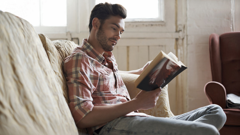 man reading a book