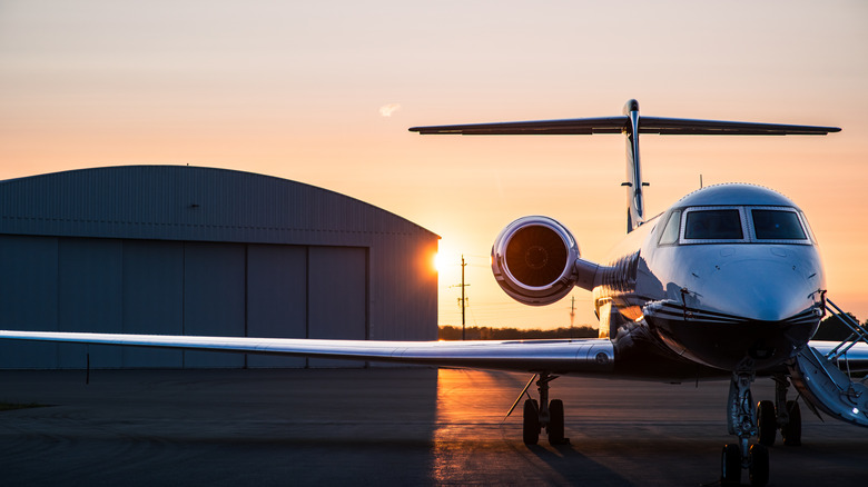 Private jet on tarmac.