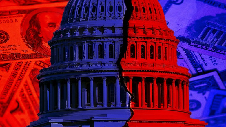 U.S. Capitol building with money