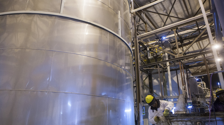 The inside of a magnesium plant