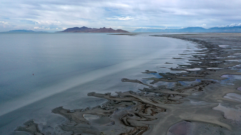 Aerial view of Great Salt Lake in Utah