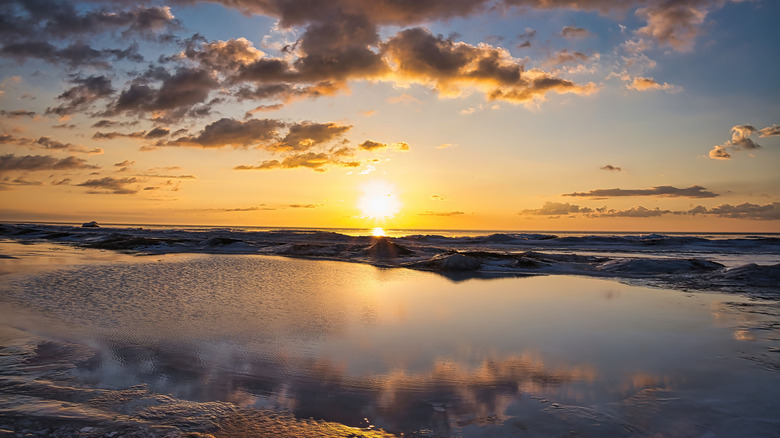 The sun setting over Lake Huron