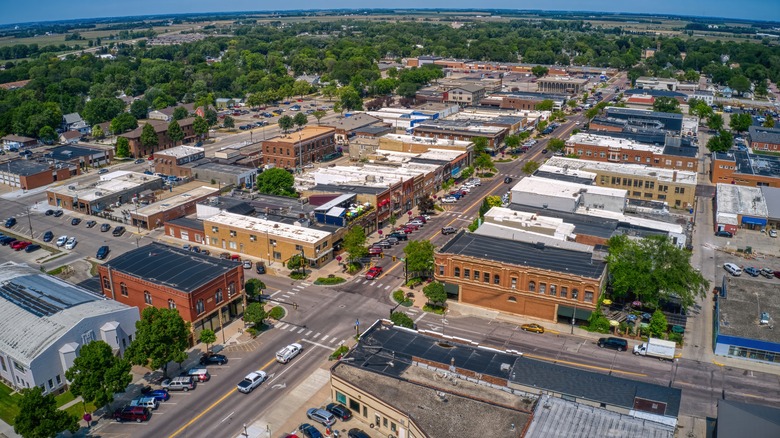 Aerial View of the College Town of Brookings, South Dakota during Summer