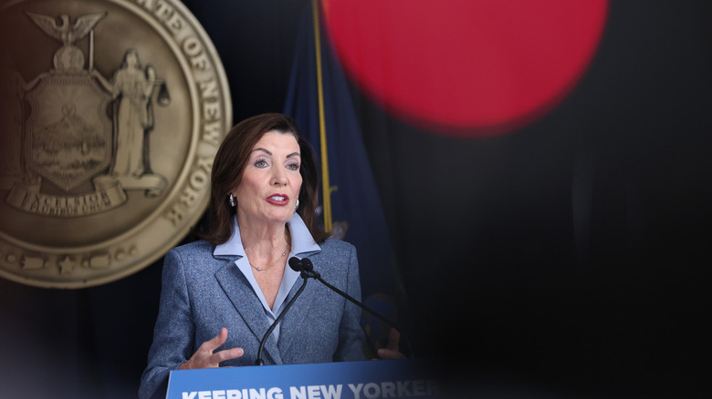 Governor Kathy Hochul at an October 2025 press conference.