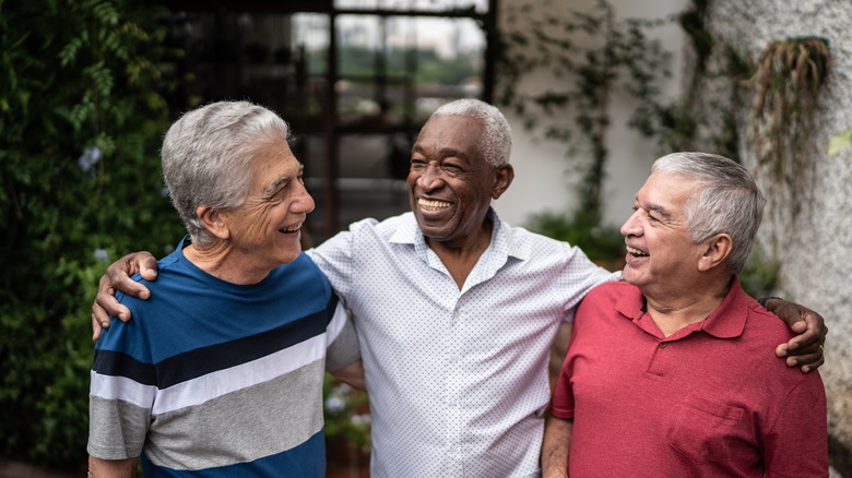 Group of mature men walking together