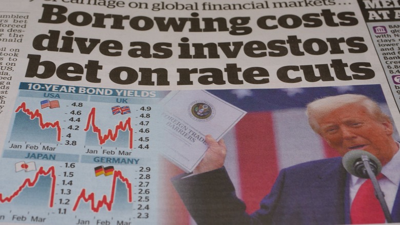 Daily Mail cover from April 2025 related to Trump's efforts to cut rates.