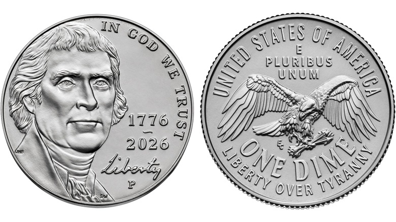 Closeups of the 1776 - 2026 Nickel and the Emerging Liberty Dime