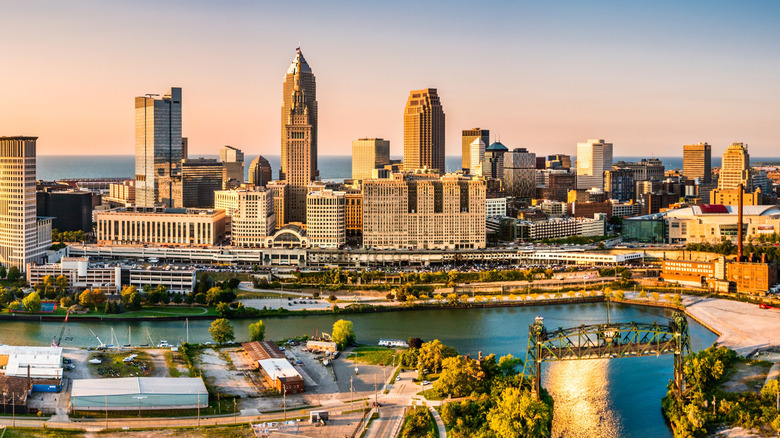 Cleveland, Ohio's skyline and waterfront area